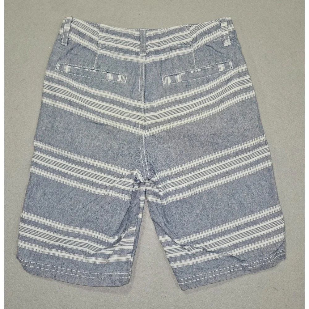 Crazy 8 Boys Size 8 Striped Shorts Blue White Cotton Flat Front Casual Summer
